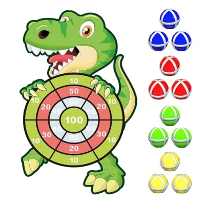 Image of Dart Dino® Dinosaur Dartboard For Children Game with Scratch Balls Fun Coordination Toy Easy to Hang Indoor or Outdoor Boys and Girls OriginalCup