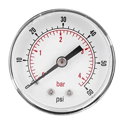 Image of Pressure Gauge, 50mm Dial 1/4 BSPT Axial Gauge for Air, Water, Oil and Gas(0 60psi 0 4bar)