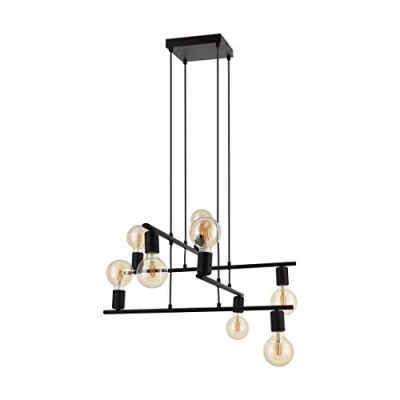 Image of Eglo Lighting Mezzana 8 Lamp Multi Arm Pendant Ceiling Light Black