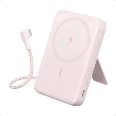 Image of Anker Zolo Magnetic Power Bank, 10,000mAh Wireless Portable Charger with 30W Max Fast Charging, Battery Pack Built In USB C Cable and Adjustable Stand, For iPhone 15/14 Series, AirPods, More