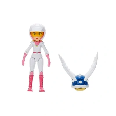 Image of Nintendo Super Mario Movie 5&quot; Peach Premium Articulated Action Figure With Included Spiny Blue Shell Accessory