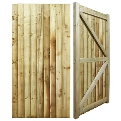 Image of PGS Premier Heavy Duty Thick H Frame Closeboard Feather Edge Pedestrian Garden Gate Pathway [Height: 6ft (180cm1800mm) x Width: 3ft (90cm900mm)] Strong Fully Braced with Half Lap Joints