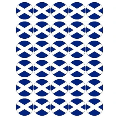 Image of 30 Scotland Flag Scottish Cupcake Toppers Edible Wafer Paper Fairy Cake Birthday Cakes Decorations