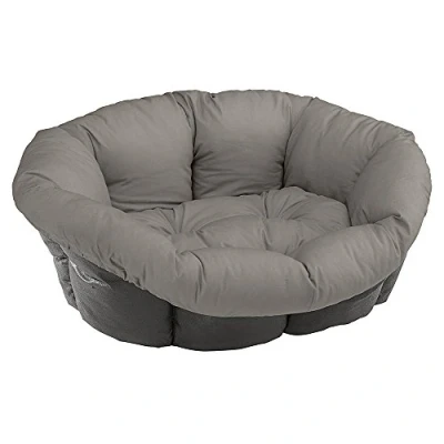 Image of Ferplast CUSHION for dog and cat bed SOFA&#039; 2 Padded spare cover pet bed, Soft cotton washable, Adjustable with elastic cord, 52 x 39 h 21 cm Grey