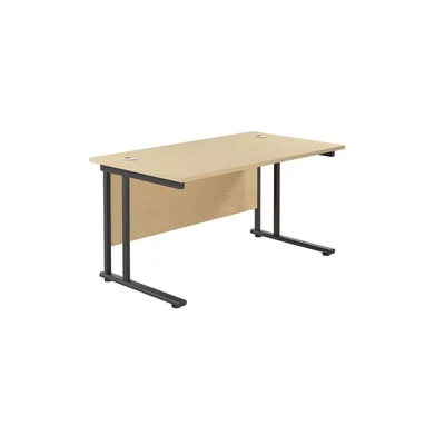 Image of Jemini Rectangular Double Upright Cantilever Desk 1200x800x730mm Maple/Black KF823049
