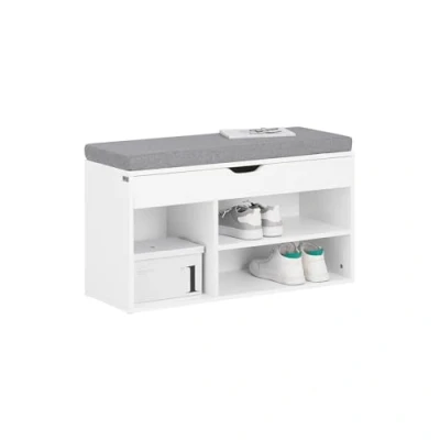Image of SoBuy FSR45 HG, Hallway Shoe Rack Cabinet Bench with Lift Up Top and Seat Cushion, White