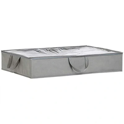 Image of Amazon Basics Fabric Underbed Zipper Storage Bags, 2 Pack, 195.6 x 129.5 36.8 cm, Grey