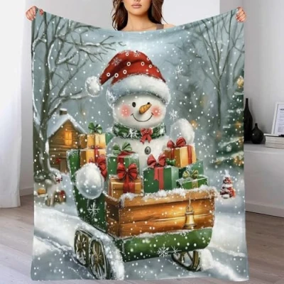 Image of RNDKAUUIE Christmas Snowman 3D Printed Blanket, Suitable for Couch, Bed, All Seasons, Adults And Children 50x60inch(127x152cm)