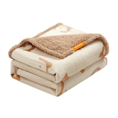 Image of Feandrea Waterproof Dog Blanket, Sherpa Fleece Pet Blanket for Large and Extra Dogs, Cats, 203 x 152 cm, XXL, Machine Washable, Reversible Couch Cover Protector, Beige PPB080K01