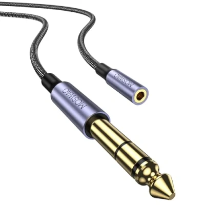 Image of MOSWAG 1/4 to 3.5mm Headphone Adapter 6.6FT/2Meter,TRS 6.35mm Male 1/8 Female Stereo Jack Audio for Amplifiers,Guitar Amp,Keyboard Piano,Home Theater,Headphones and More