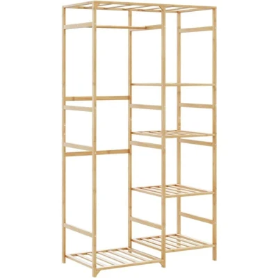 Image of vidaXL Clothes Rack with Shelves 100x50x184.5 cm Bamboo