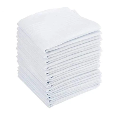 Image of BUYGOO 15PCS Mens White Cotton Handkerchiefs Large Pocket Squares Hankies for Men, Hankerchieves Men Gents, 40 x 40cm