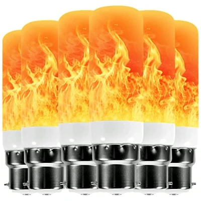 Image of Qelus Flame Light Bulb,LED Effect Bulbs,5W B22 Flickering Bulb with 3 Modes Retro Indoor Outdoor Decorationrative Lights for Home Party Decoration (6 Pcs)