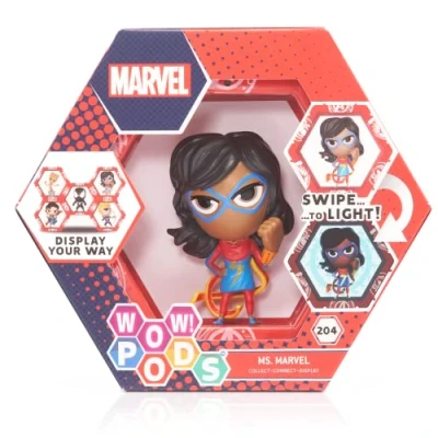 Image of WOW! PODS Marvel Avengers Collection Ms Superhero Light Up Bobble Head Figure Official Collectable Toys &amp; Gifts Number 204 in Series,Grey
