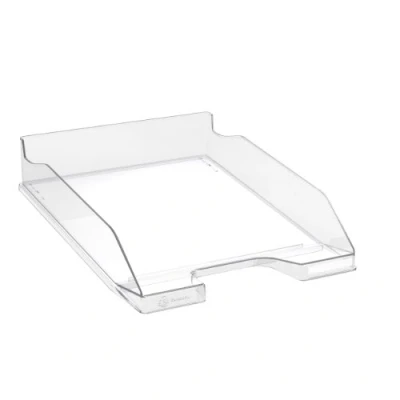 Image of Exacompta Ref. 113223D set of 6 COMBO MIDI letter trays dimensions 34.6 x 25.5x 6.5 cm for A4 + format documents glossy crystal color