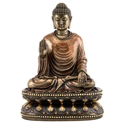 Image of Top Collection Meditating Shakyamuni Buddha Statue Touching The Earth Enlightened One Sculpture in Premium Cold Cast Bronze 9 Inch Supreme Figurine