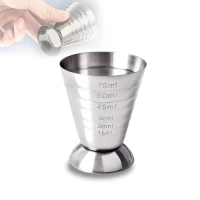 Image of TJXXTJC Stainless Steel 75 ml Jigger Bar Craft Dual Spirit Measure Cup Peg Measuring for Party Wine Cocktail Drink Shaker