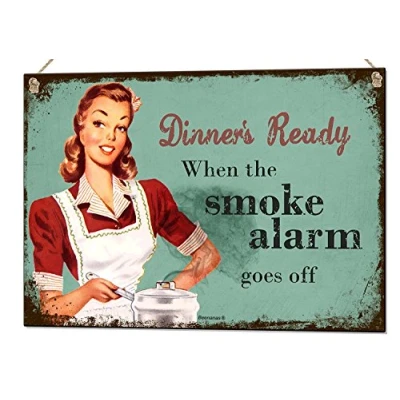 Image of Beenanas Dinners Ready... Funny Metal Sign Unique Vintage Kitchen Tin Plaque Gift