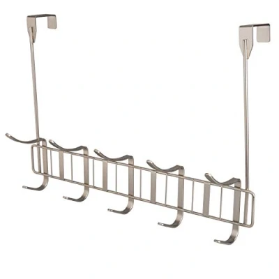 Image of Laura Ashley Aristo 10 Door Hook, 100% Iron, Satin Nickel, 15&quot;x 5&quot;x 12.5&quot;
