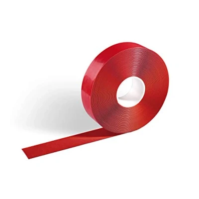 Image of Durable DURALINE Floor Marking Tape Self Adhesive &amp; Anti Slip 30 Metre Roll Perfect for Safety Hazards in Warehouses Logistic Centres Red
