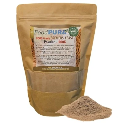 Image of FOOD PURA Brewers Yeast Powder Non De Bittered 100% Natural, Pure, Safe &amp; Effective For Horses, Ponies, Dogs Cats Supports Healthy Skin, Coat Digestion Human Grade! (500g)