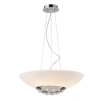 Image of Amada Pendant 6 Light G9, Polished Chrome/Opal White Glass