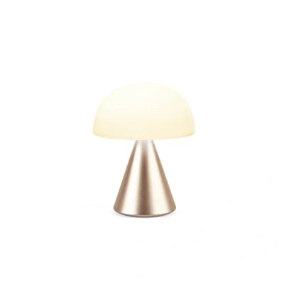 Image of Lexon Mina L Mushroom Lamp 9 LED Color Table for Bedrooms, Living Room &amp; Office Cordless, Rechargeable with 24h Light Dimmer, Aluminum, Large Soft Gold