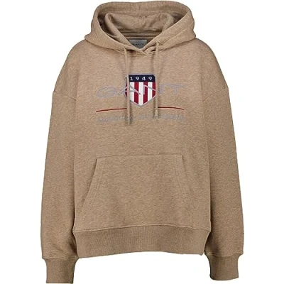 Image of GANT Women&#039;s Rel Archive Shield Hoodie Hooded Sweatshirt , Desert Brown,L