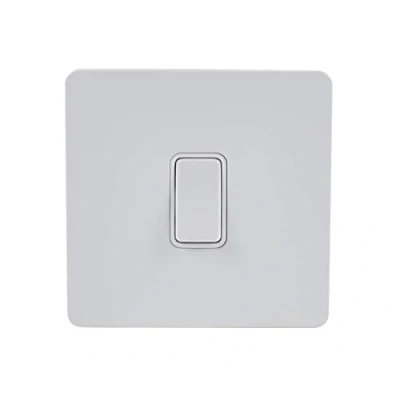 Image of Schneider Electric Ultimate Screwless Flat Plate Single Rocker 2 Way Light Switch, Pole, 16AX, GU1412WPW, Painted White with Insert