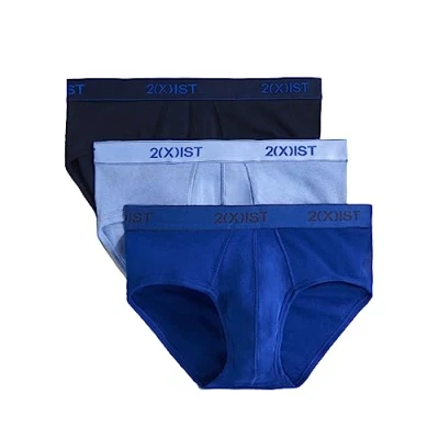Image of 2(X)IST Men&#039;s Essential Cotton Contour Pouch Brief 3 Pack, Navy/Cobalt/Porcelain, XL