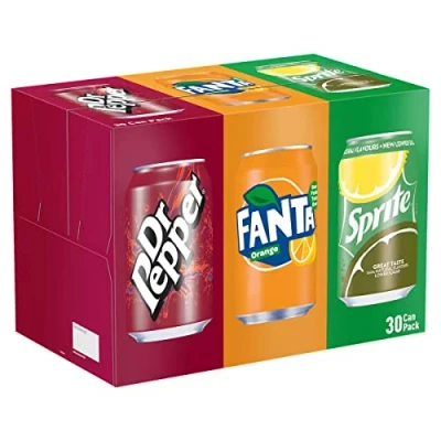 Image of Coca Cola Dr. Pepper, Fanta, Sprite Cans, 330 ml Variety Pack of 30