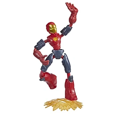 Image of Marvel Avengers Bend and Flex Missions Iron Man Fire Mission Action Figure, 15 cm scale Bendable Toy for Ages 4 Up