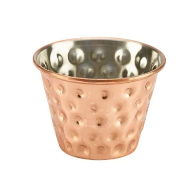 Image of Genware Copper Plated Hammered Ramekin 2.5oz / 70ml Set of 4 Serving Dish for Sides or Sauces
