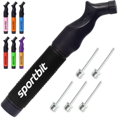 Image of SPORTBIT Ball Pump with 5 Needles Push &amp; Pull Inflating System Great for All Sports Balls Volleyball Pump, Basketball Inflator, Football Soccer Air Goes Set