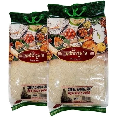 Image of Veenas Zeera Samba Rice 5KG Seeraga High Fibre Protein Natural Arisi Indian Origin (Pack of 2)