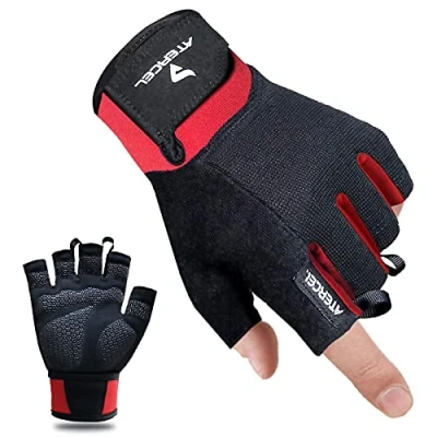 Image of ATERCEL Weight Lifting Gloves, Gym Gloves for Crossfit, Workout, Exercise Cycling, Training, Breathable and Snug fit, Men Women (Red, L)