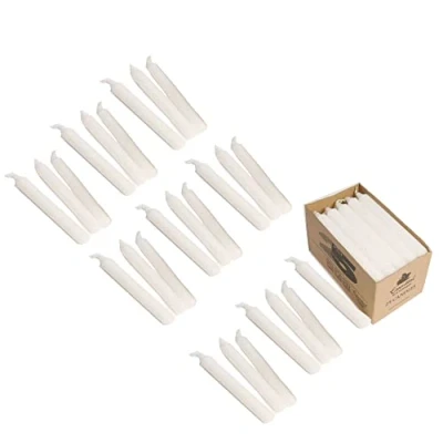 Image of KAV Tapered Dinner Candle 190mm Non Drip Unscented Long Burning Smokeless Pure Paraffin Wax Candles for Wedding Parties Pack of 25 (White)