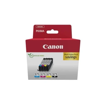 Image of Canon CLI 571 C M Y BK Pack of 4 cartridges (Black Cyan Magenta Yellow) Genuine (Recycled Cardboard Multipack)