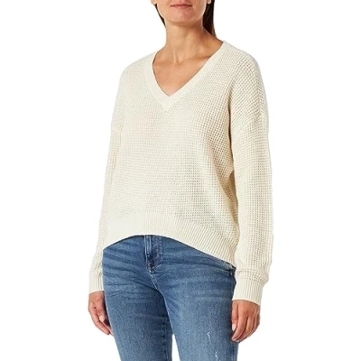 Image of VERO MODA Women&#039;s Vmleanna LS V Neck Short Jumper Ga Boo Sweater, Birch, L