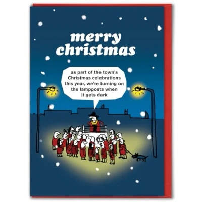 Image of Brainbox Candy Modern Toss Official Funny Christmas Card &#039;Christmas Lamp Post&#039; Humour Cards Cheeky For Him Her Friends Mates Sold