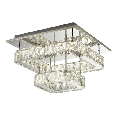 Image of 2 Tier Flush Fitting With Crystal Glass Chrome