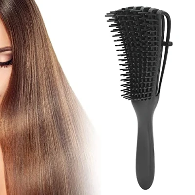 Image of Hair Brush, Detangler Brush Rubber Handle 8 Rows Elastic Brushes Ultra Soft Professional for Curly Thick Straight Wet And Dry Hair(black)