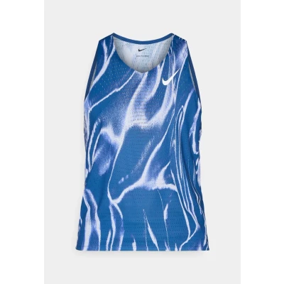 Image of Nike AeroSwift Singlet L Men&#039;s Blue Lightweight Running Top for Ultimate Comfort and Performance