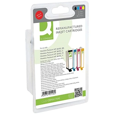 Image of Q Connect HP 364XL Ink Cartridge HY Colour (Pack of 4) N9J74AE COMP