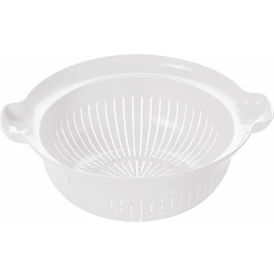 Image of Deep Colander Food Strainer, 30 cm Large with Side Handles, Basket for Vegetable Wash, Sink Colander, Draining Pasta, Rice, Fruit (White)