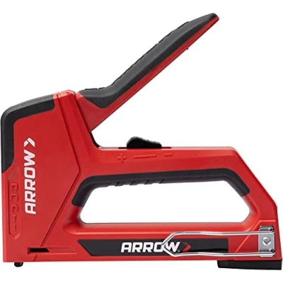 Image of Arrow T501 5 in 1 Manual Staple and Nail Gun, Wire Stapler, Brad Nailer for Wood, Upholstery, Construction, Insulation, Crafts, Fencing, Cable, Black/Red