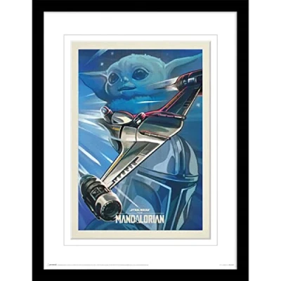 Image of Pyramid International FP13687P PL Star Wars 3D Poster in Box Frame,The Mandalorian Grogu N 1 Starfighter Design, 30cm Width, 40cm Length