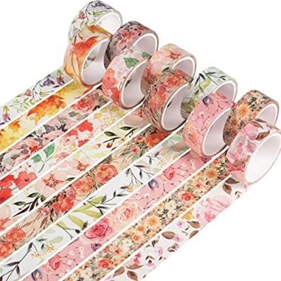 Image of YUBX Flower Washi Tape Set Decorative Paper Masking for Scrapbooking Craft DIY (Warm Tone)