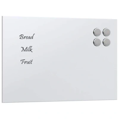 Image of vidaxl Wall Mounted White Tempered Glass Magnetic Board 40x30 cm whiteboard for Office, Home, or School