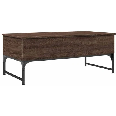 Image of vidaXL Coffee Table Brown Oak 100x50x40 cm Engineered Wood and Metal